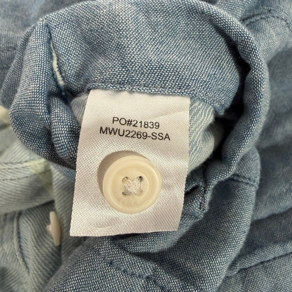 Faherty Reversible Short Sleeve Button Shirt Blue… - image 5